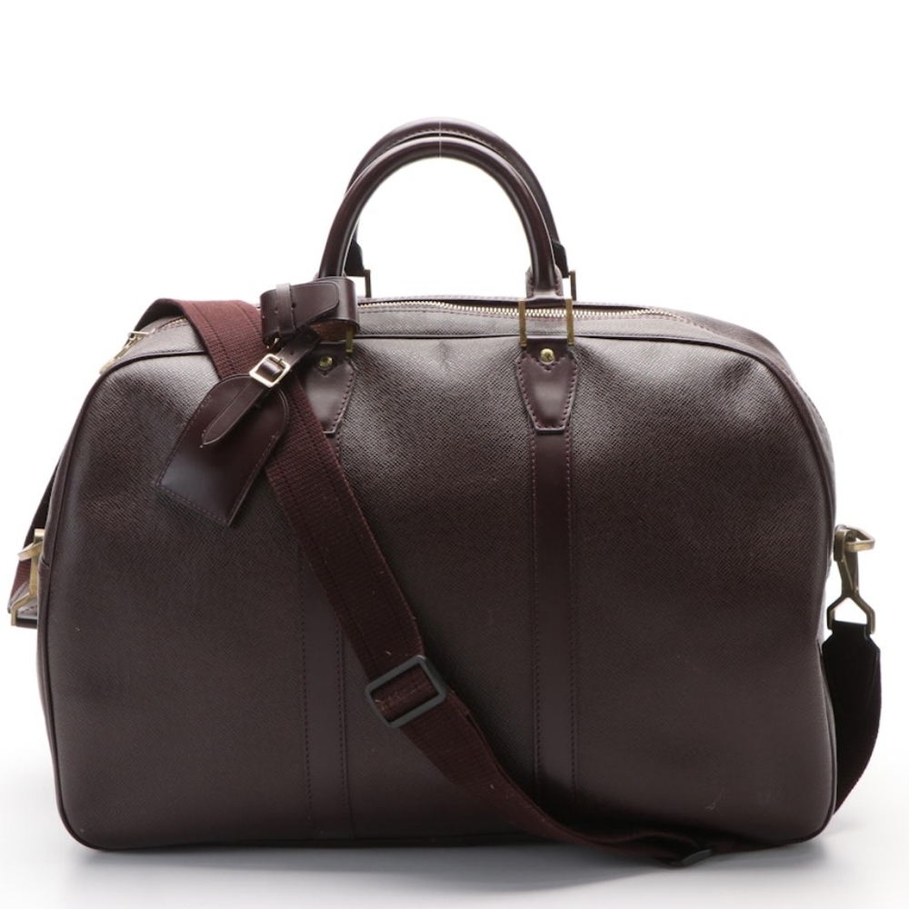 Louis Vuitton Kendall Duffel Overnight Bag Burgundy Acajou Purple Taiga Leather